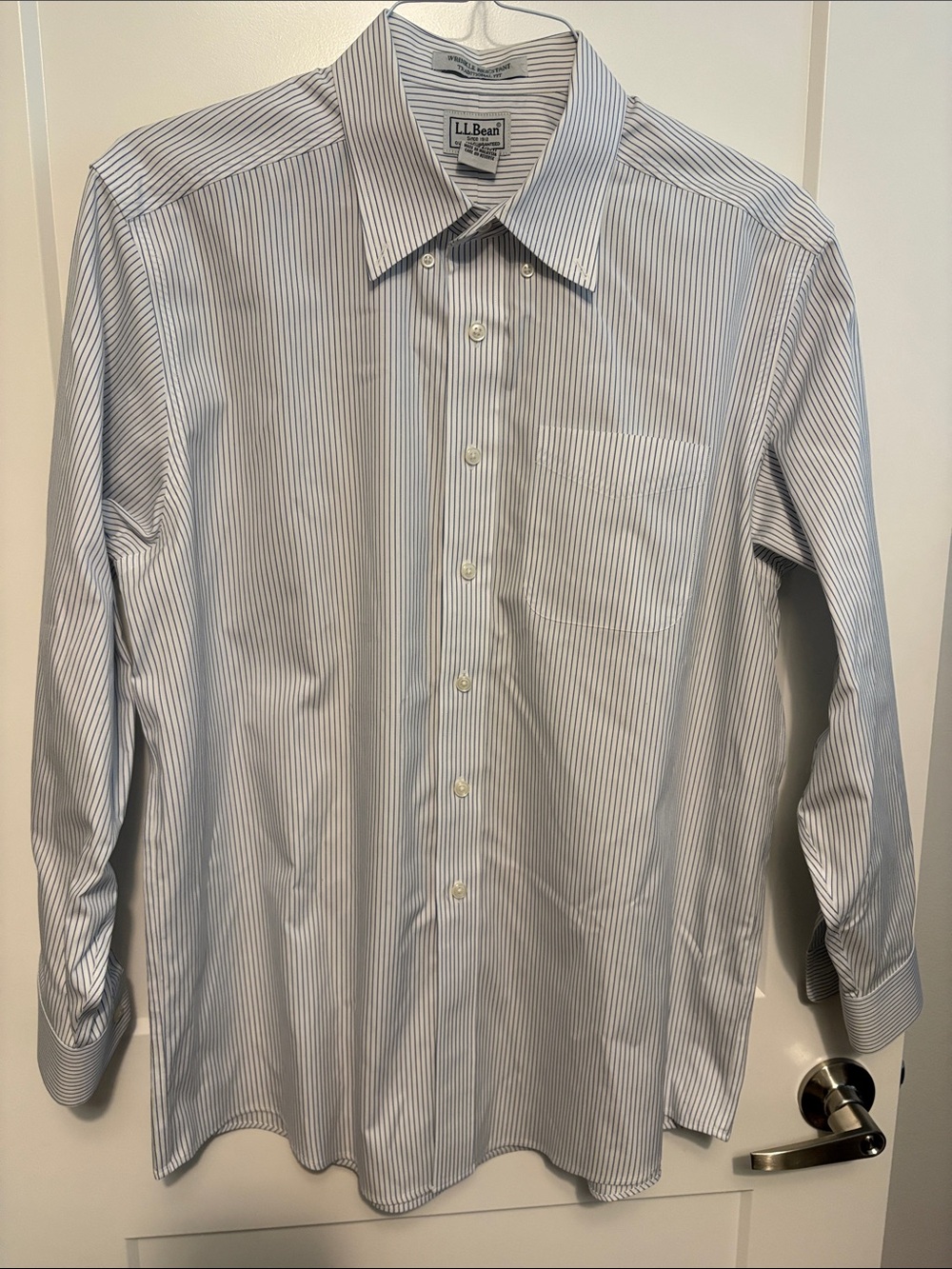 L.L. Bean Light Blue and White Pinstripe Dress Shirt